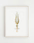 light wood framed vintage squid print wall art